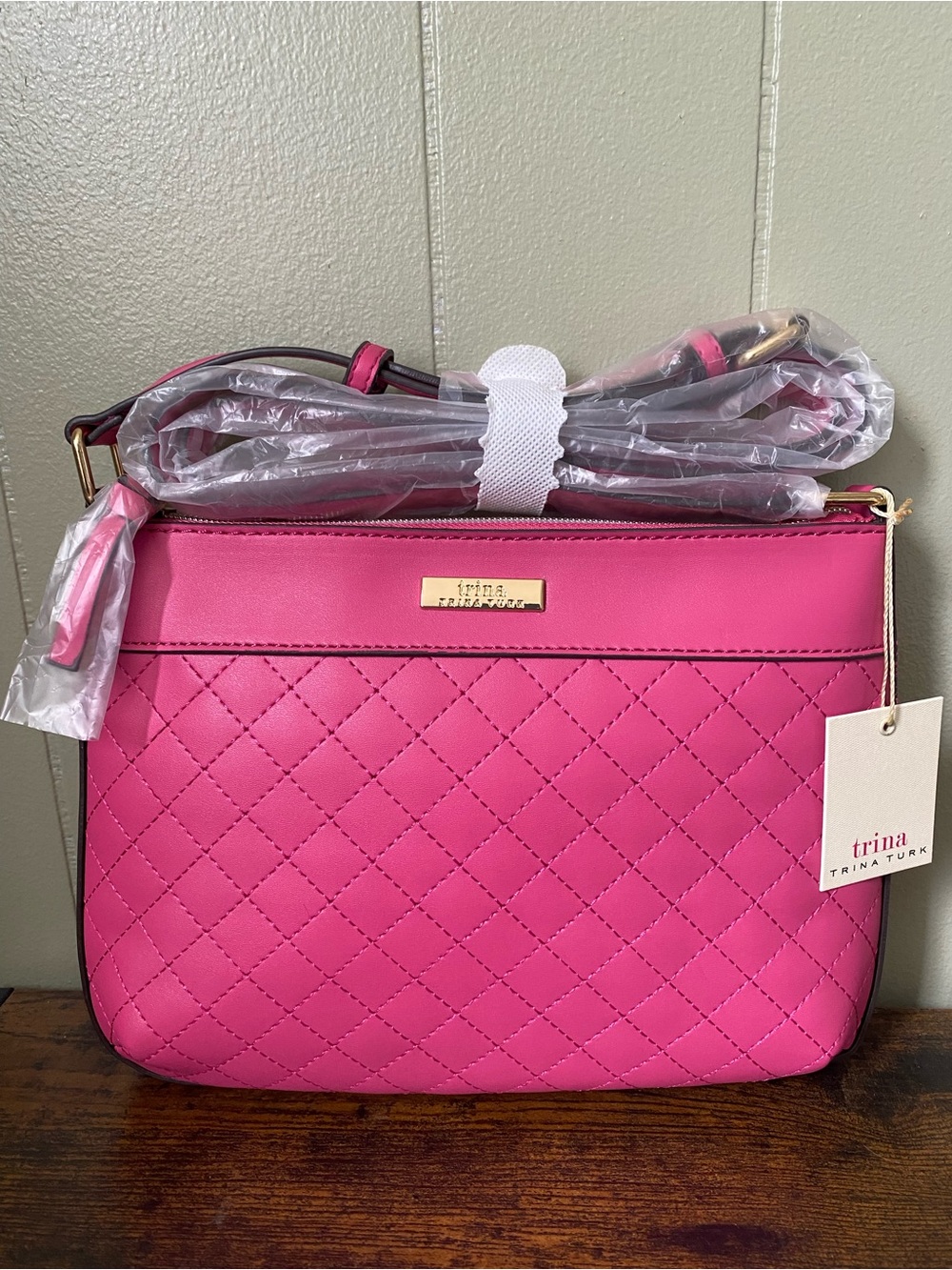 Trina Turk Quilted Crossbody Bag - Bright Pink